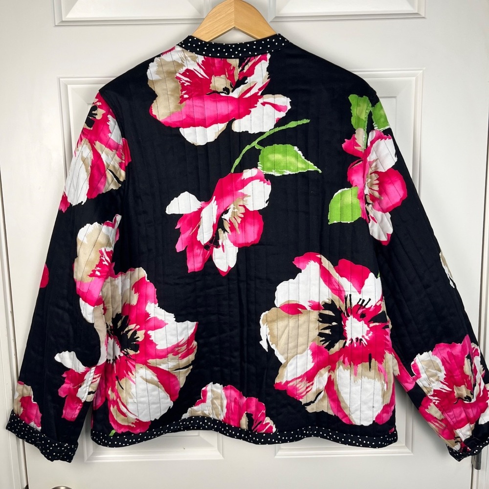 APPLESEED'S Quilted Jacket Size L Button Up Floral Artsy Colorful Polka Dots - Picture 5 of 8